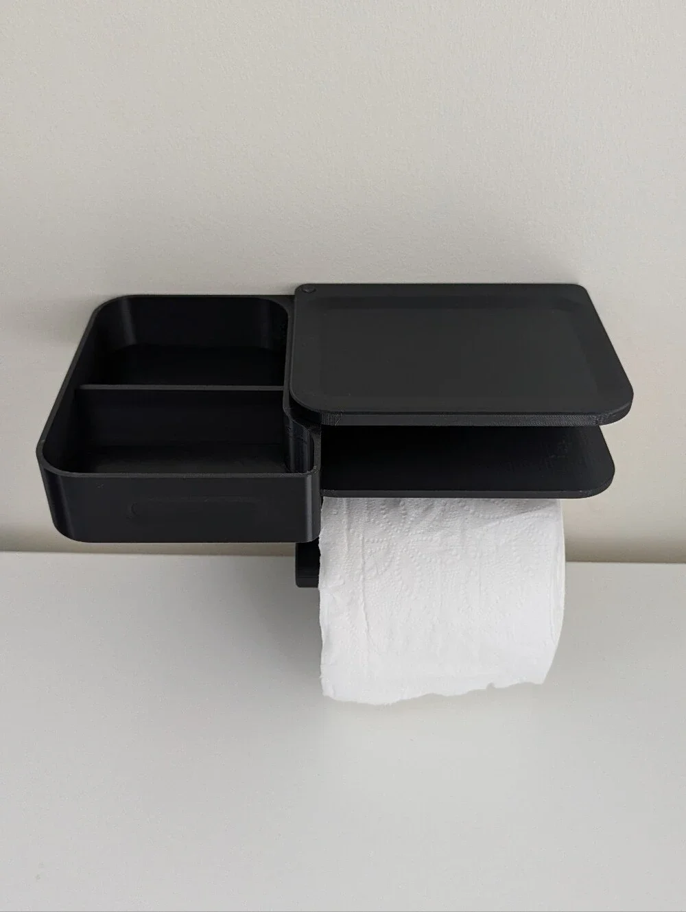 3D Printed Toilet Paper Holder with Swivel Tray & Storage